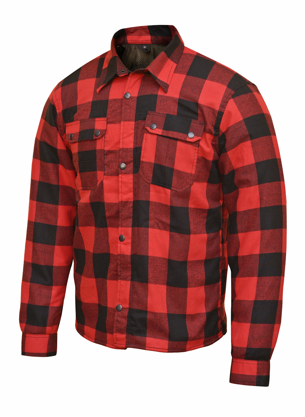 Men Flannel Biker Shirt with Kevlar Lining for Reinforcement