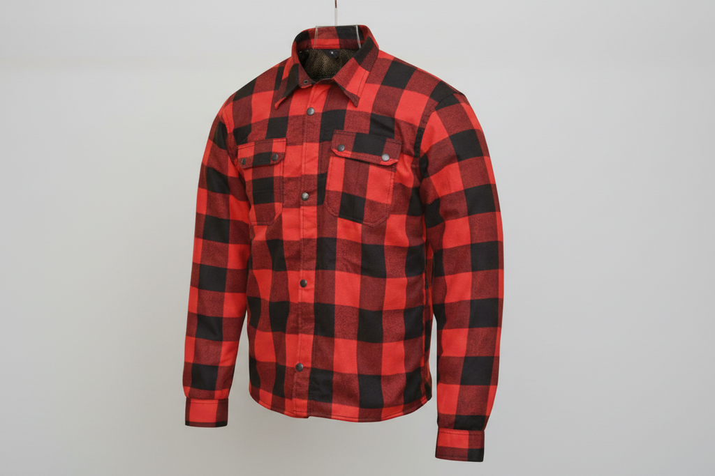Red and black checkered shirt on a white background