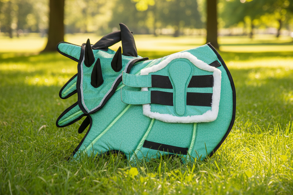 Green dragon-shaped toy with black accents on a white background