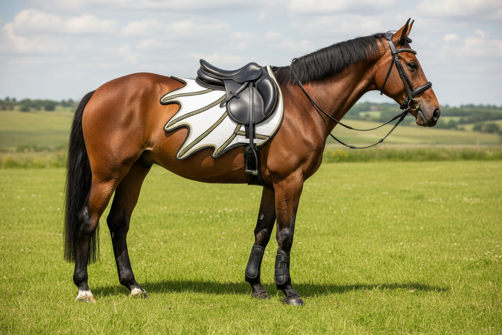 Classic Riding Gear Dragon white saddle pad