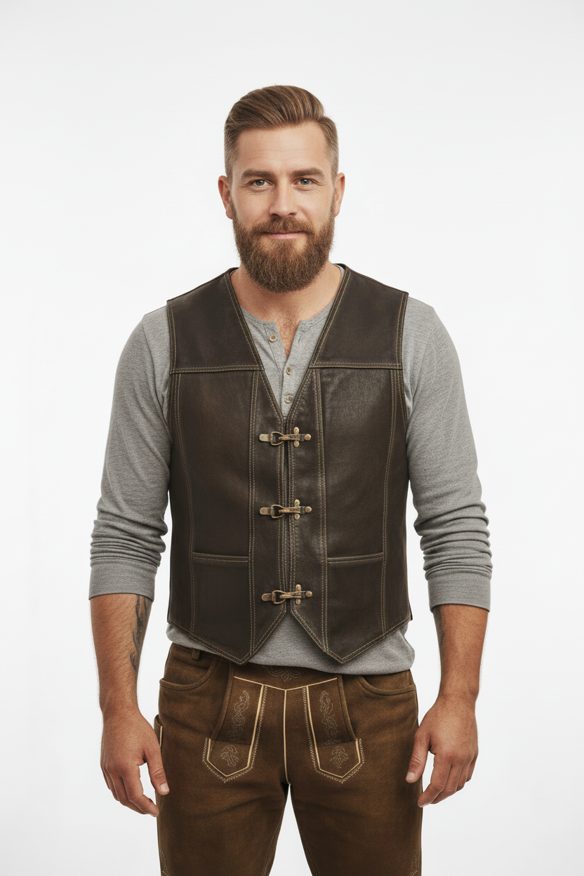 Men Biker Leather Suede Vest