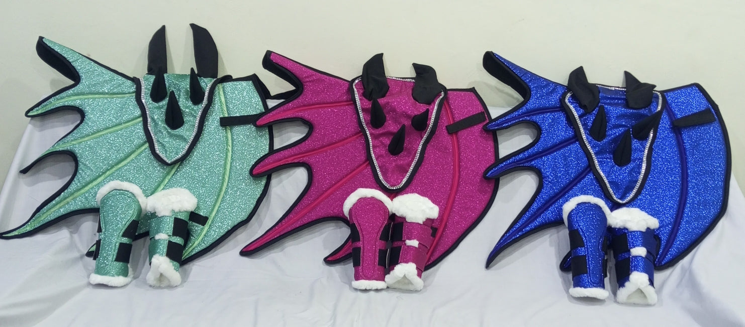 Dragon Saddle Pad Set of 3: Handmade Fantasy Equestrian Gear