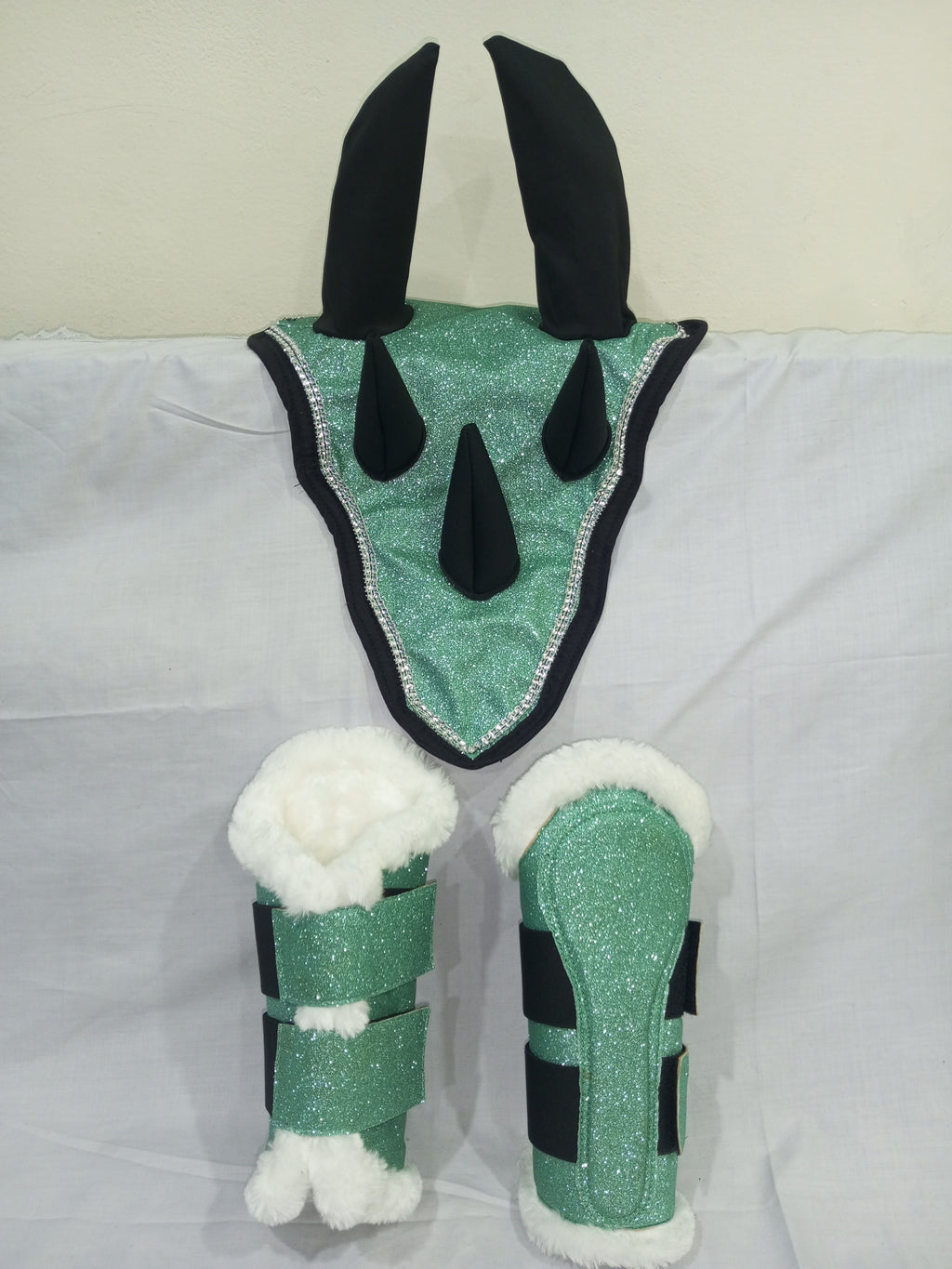 Custom Horse Saddle Pad, Ear Bonnet & Boot Set