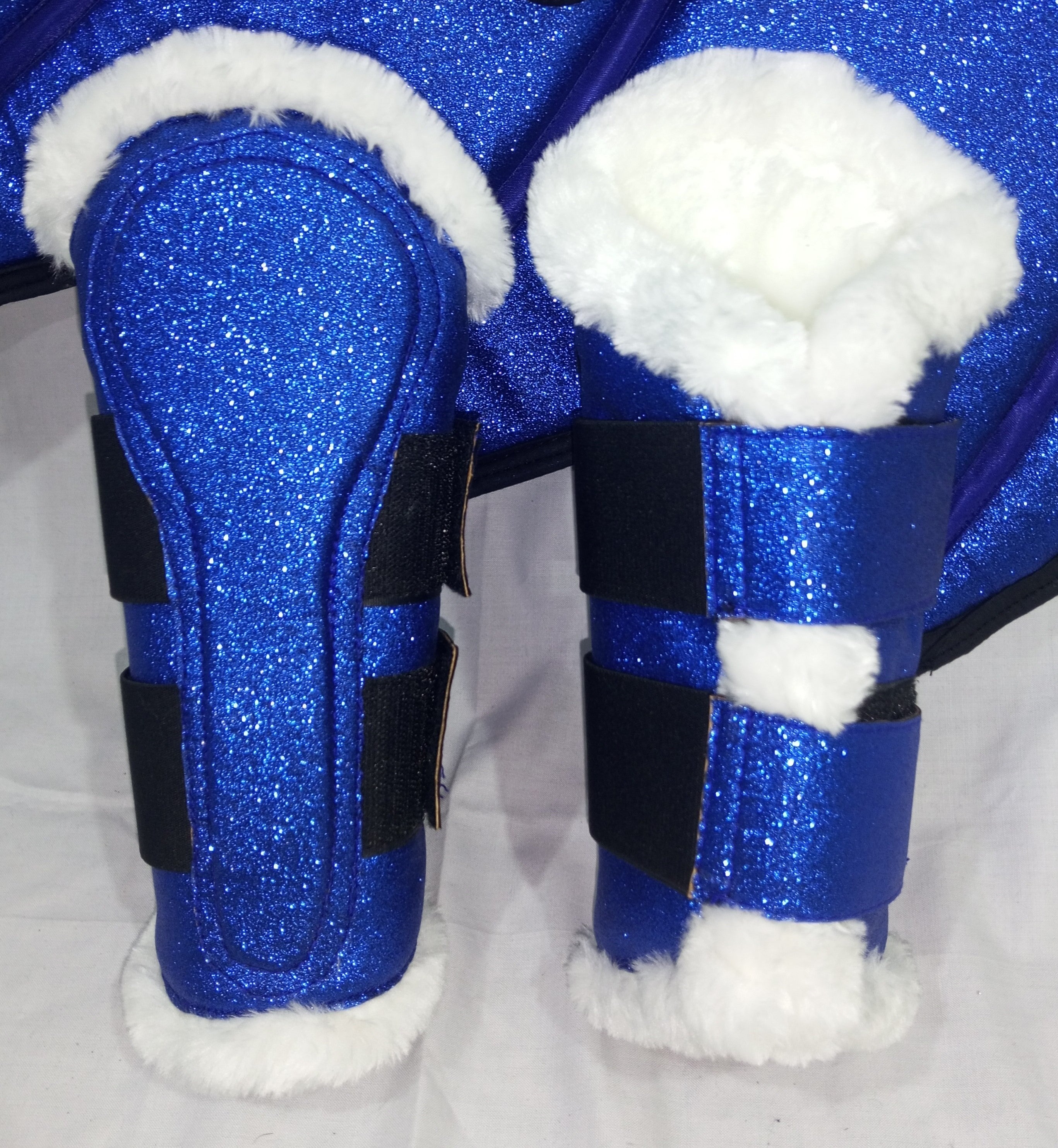 Blue Horse Dragon Saddle Pad, Ear Bonnet & Horse Boot Set