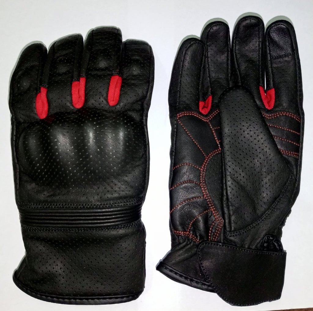 Men Biker Leather Gloves