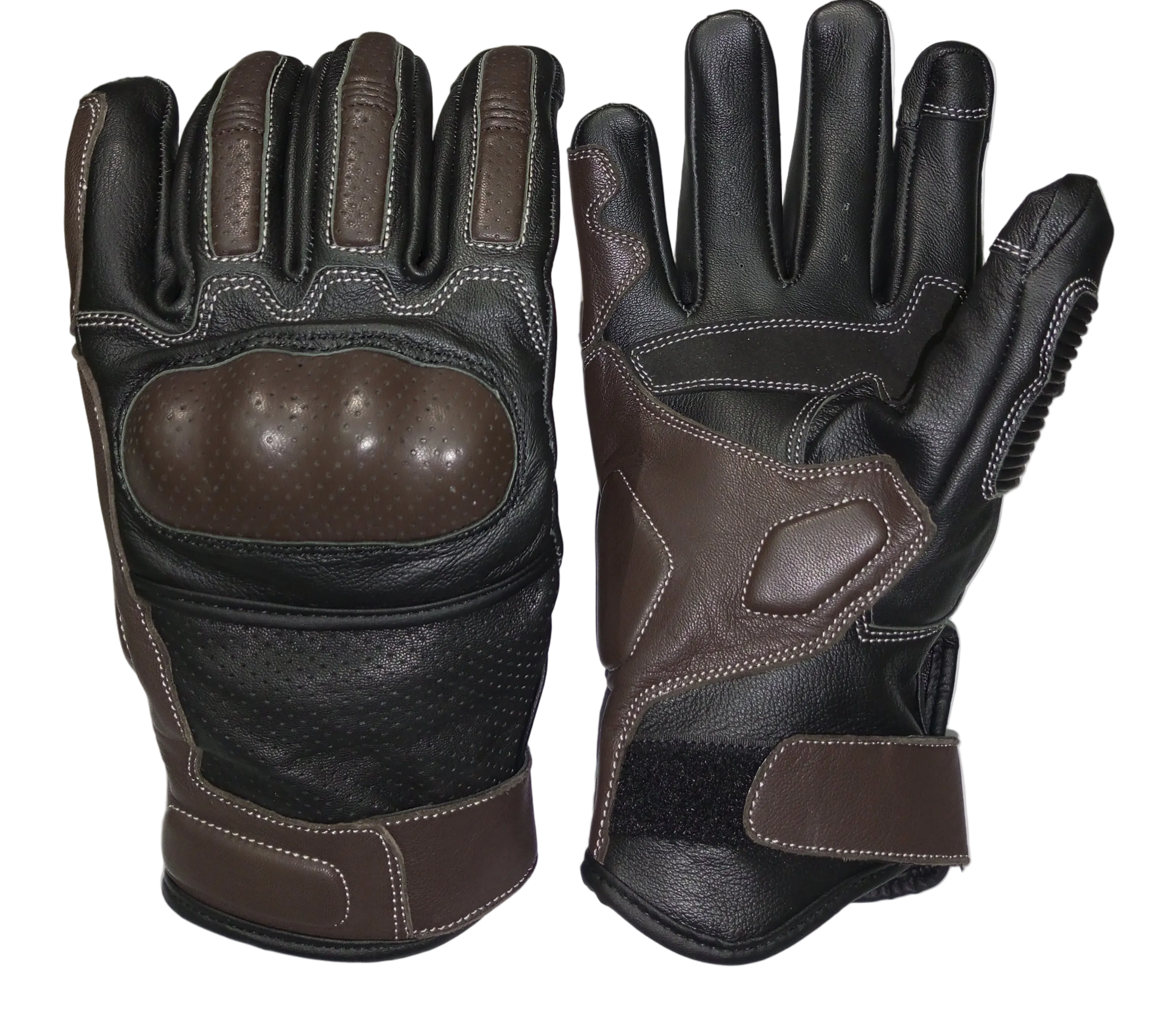 Classic Riding Gear Genuine Leather Biker Gloves – Black & Brown Motorcycle Riding Gloves | NY USA