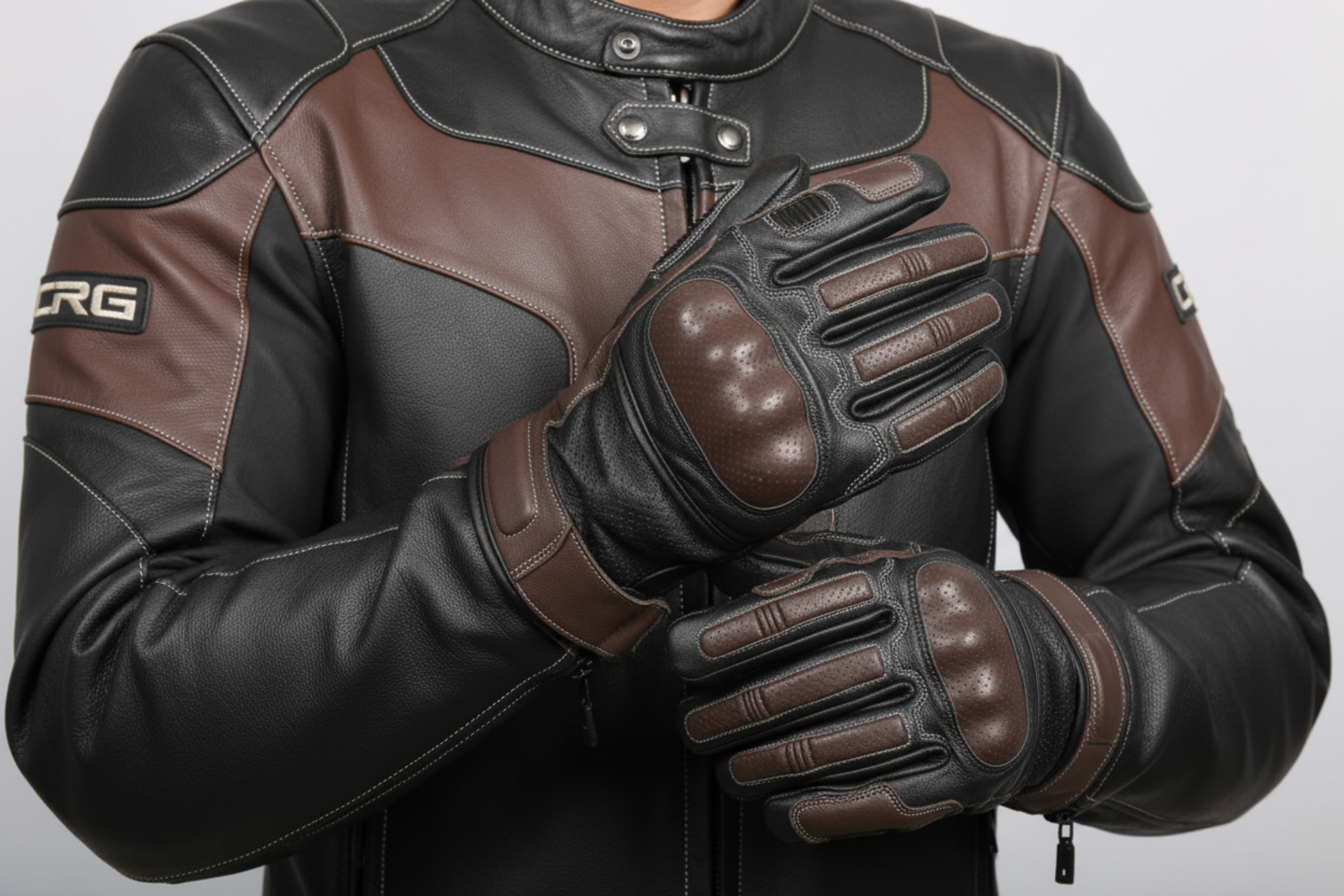Classic Riding Gear Genuine Leather Biker Gloves – Black & Brown Motorcycle Riding Gloves | NY USA