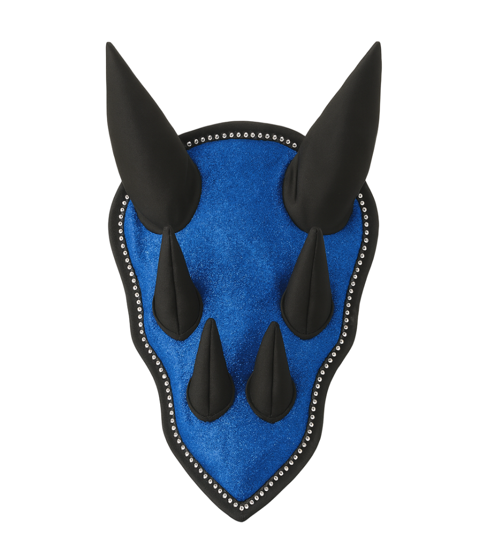 Blue Horse Dragon Saddle Pad, Ear Bonnet & Horse Boot Set
