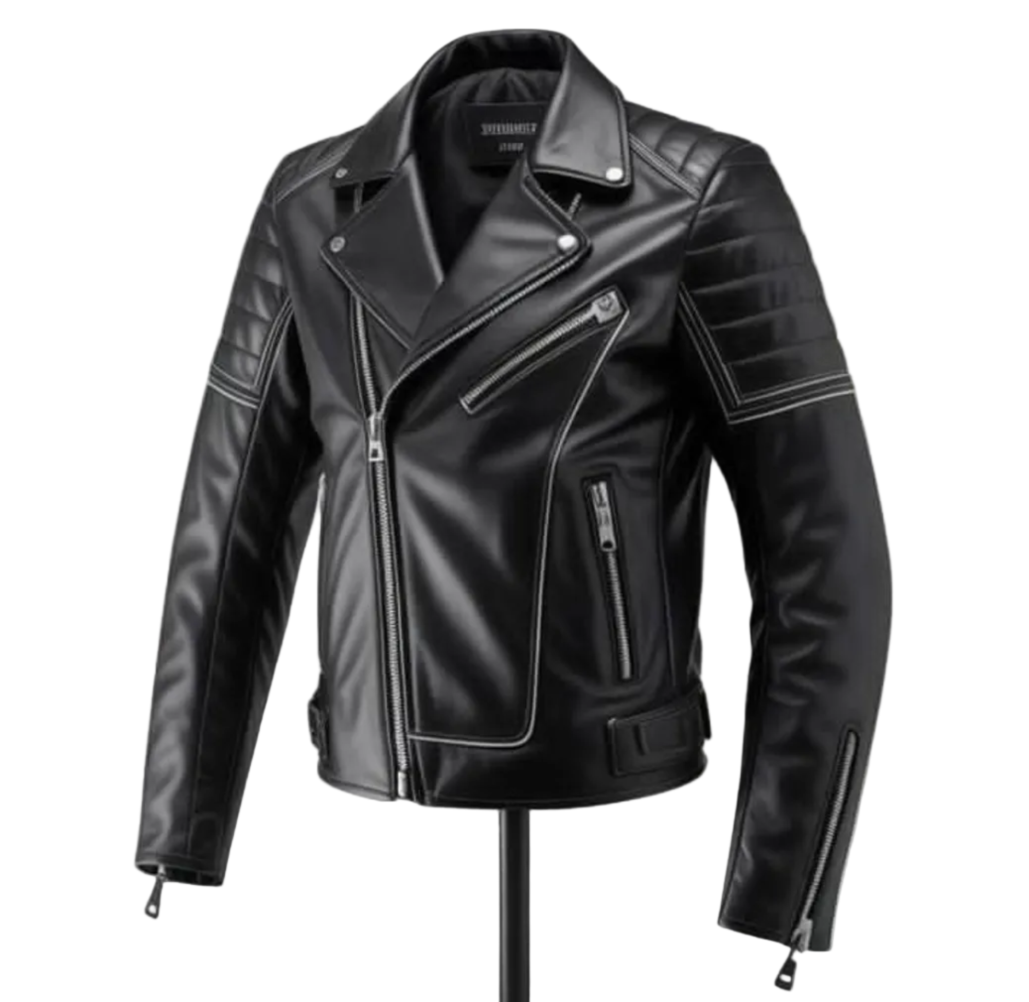 Men Brando Style Biker Leather Jacket