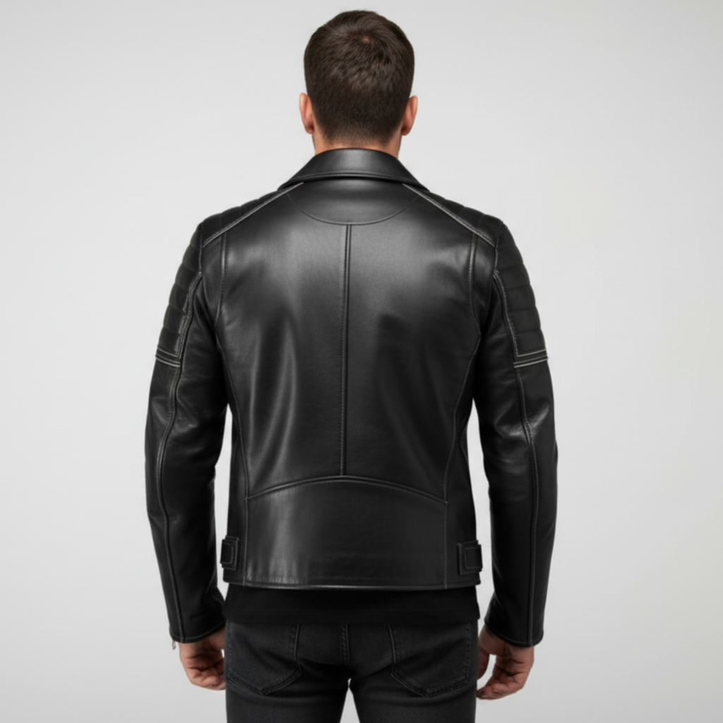 Men Brando Style Biker Leather Jacket