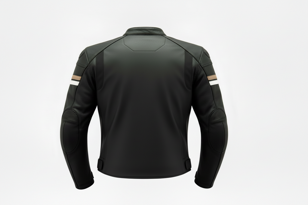 Men Biker Leather Jacket With Color Strips on Front & Ams of  Genuine / Real Leather