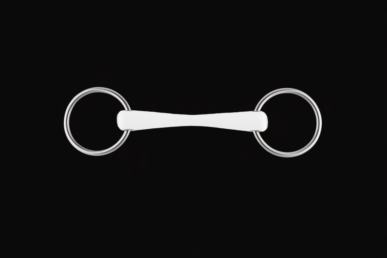 Metal bridle bit on a black background
